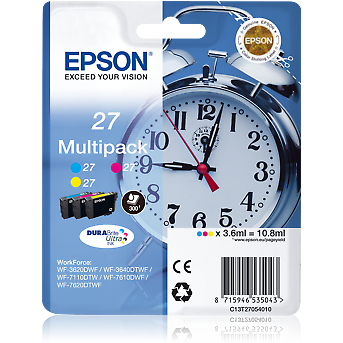 Epson DURABrite Ultra Ink Cartridge 27XL - 3 Pack - Cyan, Magenta, Yellow