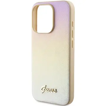 Husa Guess Saffiano Iridescent Script case for iPhone 14 Pro - gold