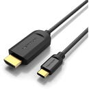 Cablu video Vention, USB Type-C(T) la HDMI(T), 1.5m, rezolutie maxima 4K la 30Hz, conectori auriti, cupru, invelis PVC, negru, 