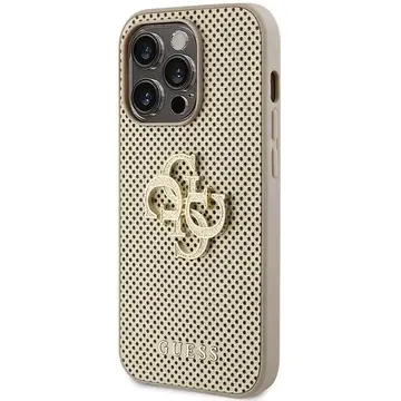 Husa Guess iPhone 15 Pro 6.1" auriu husă rigidă Perforated 4G Glitter Logo