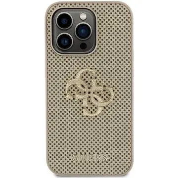 Husa Guess iPhone 15 Pro 6.1" auriu husă rigidă Perforated 4G Glitter Logo