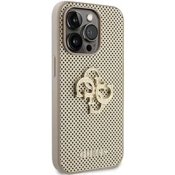 Husa Guess iPhone 15 Pro 6.1" auriu husă rigidă Perforated 4G Glitter Logo