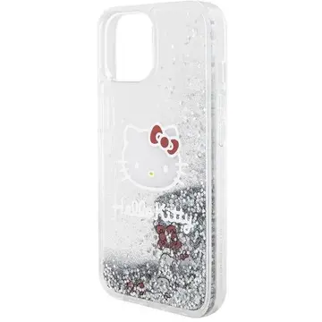 Husa Hello Kitty Liquid Glitter Charms Kitty Head case for iPhone 14 - silver