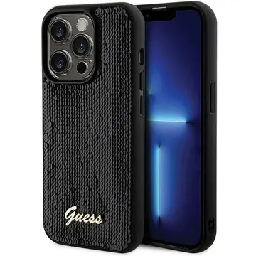 Husa Guess Sequin Script Metal case for iPhone 13 Pro / 13 - black