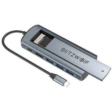 BlitzWolf BW-Neo TH13  USB 3.0 x3 Port Display HD x1 Argintiu