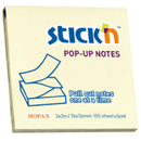 Stick'n Notes autoadeziv 76 x 76 mm, cu dispenser, 100 file, Stick"n Pop-up – galben pastel