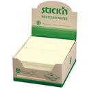 Stick'n Notes autoadeziv 76 x 127 mm, hartie reciclata, 100 file, 12 buc/cutie, Stick"n – galben pastel