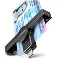 AXAGON Card reader CRE-SMPC, USB-C, Smart Card, PocketReader, Negru