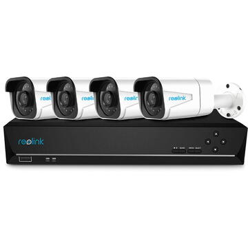 Camera de supraveghere Sistem supraveghere IP exterior Reolink RLK8-800B4, 4 camere, 4K, IR 30 m, 4 mm, microfon, HDD 2TB