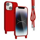 Lemontti Husa Silicon cu Snur iPhone 13 Rosu (protectie 360°, material fin, captusit cu microfibra)