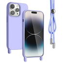 Lemontti Husa Silicon cu Snur iPhone 14 Pro Mov (protectie 360°, material fin, captusit cu microfibra)