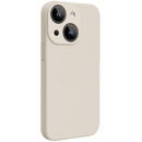 Lemontti Husa Liquid Silicon MagCharge iPhone 15 Bej (protectie 360°, material fin, captusit cu microfibra)