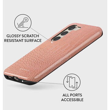 Husa Burga Husa Dual Layer Pink Croco Samsung Galaxy S23