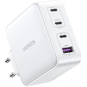 Incarcator de retea UGREEN CD226 3x USB Type-C,1x USB Fast Charger GaN 100W Alb
