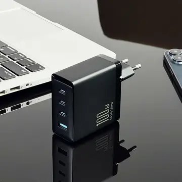 Incarcator de retea JOYROOM JR-TCG04EU 100W GaN charger 3x USB-C,USB-A + USB-C / USB-C cable black