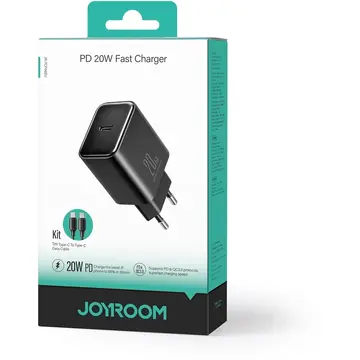 Incarcator de retea Joyroom JR-TCF06 USB-C PD 20W wall charger + USB-C cable - black