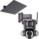 Camera supraveghere video PNI IP753, Wi-Fi, Dual lens, 2 x 2MP, IP66 cu panou solar si acumulator inclus