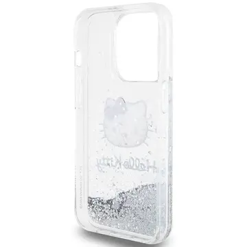 Husa Hello Kitty Liquid Glitter Charms Kitty Head case for iPhone 13 Pro / 13 - silver