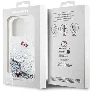 Husa Hello Kitty Liquid Glitter Charms Kitty Head case for iPhone 13 Pro / 13 - silver