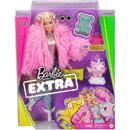 Barbie Mattel Barbie Extra doll (blonde) with fluffy pink jacket, including pet