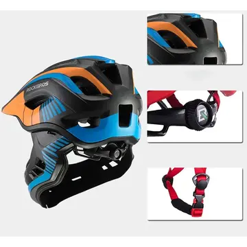 Children&#39;s bicycle helmet with detachable visor Rockbros TT-32SOBL-S size S - black and orange
