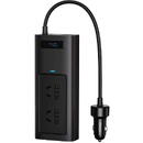 Baseus IGBT, 2 x AC, 2 x USB Type-C, 1 x USB, 150W 220V, conectare auto 12V, negru