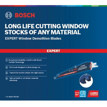 Bosch Expert reciprocating saw blade 'Window Demolition' S 956 DHM, 10 pieces (length 150mm)
