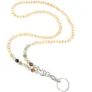 Hurtel Lanyard pendant, string beads for keys, beige phone