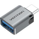 Vention Adaptor USB OTG Vention, USB Type-C (T) la USB 3.2 gen 1 (M),  rata transfer 5 Gbps, invelis aliaj Al, gri