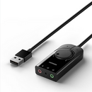 UGREEN CM129 convertor stereo USB(T) la 2 x Jack 3.5" sound si 1 x 3.5" mic, control volum si buton mute sound si mic, lungime cablu 1m, negru