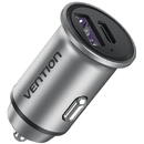 ALIMENTATOR SmartPhone Auto Vention Two-Port USB A+A(30+30) Car Charger Gray Mini Style Aluminium Alloy Type, 