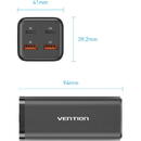 ALIMENTATOR SmartPhone la 220V Vention 4-Port USB (C + C + A + A) GaN Charger (100W/100W/18W/18W) EU-Plug Black, 