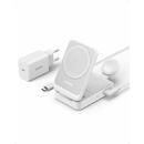 Anker MagGo 3-in-1, MagSafe compatibil, 15W, Qi2 Certificat, Pliabil, (incarcator si cablu USB-C inclus) Alb