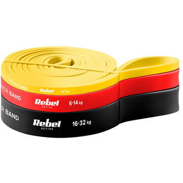 Accesorii bodybuilding si crosstraining SET 3 BENZI ELASTICE LATEX POWER BAND 4-32KG REBELACTIV