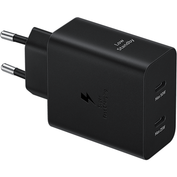Incarcator de retea Samsung EP-T5020XBEGEU 2x USB Type-C + Cablu USB Type-C la USB Type-C Fast Charger 50W Negru