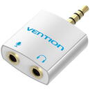 Vention Adaptor audio cu 4 poli de 3,5 mm tata la 2 x 3,5 mm mamaVention BDBW0 argintiu