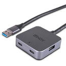 Placa de retea, 2x USB-A, 2x USB-C, Gri