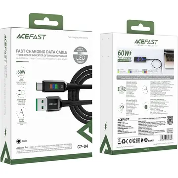 Acefast C7-04 USB-A USB-C 60W 1.2m Negru