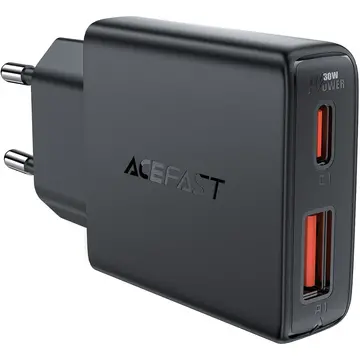 Incarcator de retea Acefast A69 PD 30W GaN USB-A USB-C wall charger - black