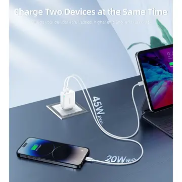 Incarcator de retea choetech PD6013 2x USB-C PD 65W GaN alb