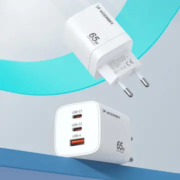 Incarcator de retea Wozinsky CGWCW 65W USB-A / 2 x USB-C GaN wall charger - white