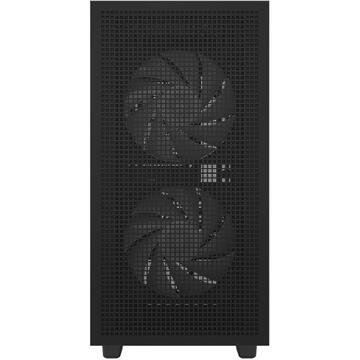 Carcasa CARCASA DeepCool "CH360", Mini Tower, ATX, fara sursa, 3xfan, USB 3.2 gen 1 x 1, USB 2.0 x 2, audio, PSU shroud, 4 sloturi expansiune, iluminare ARGB, negru, "R-CH360-BKAPE3-G-1" (timbru verde 0.24lei)