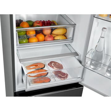 Combine frigorifice Combina frigorifica Tesla RC3800FMB, 378L, Clasa ETotal NO Frost, Display LED, H201cm, Sticla Neagra