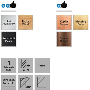Datron DG2 Freza cu 1 canelura, Datron 0078440E, 4.0x6.0mm