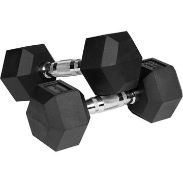 Gantere si greutati GANTERE DUMBBELL HEX FONTA CAUCIUCATA 2X8KG REBEL ACTIV