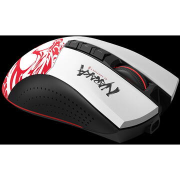 Mouse A4Tech Bloody R90 Plus – mouse gaming wireless 2.4 GHz, optic 100–5.000 CPI, 8 butoane programabile, acumulator, Naraka edition