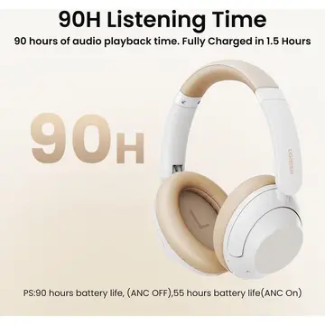UGREEN Wireless HiTune Max 5 Hybrid Active 5.0 ANC Alb