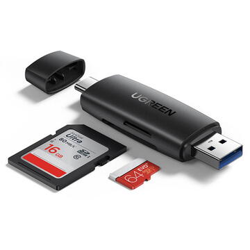 Card reader Adaptor Ugreen cititor de carduri SD / micro SD (USB-A / USB-C) negru (CM304)