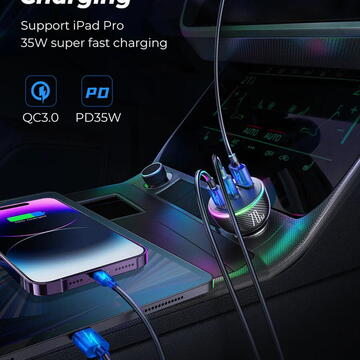 Joyroom car charger 70W with 3 ports: USB, 2 x USB C black (JR-CL26)