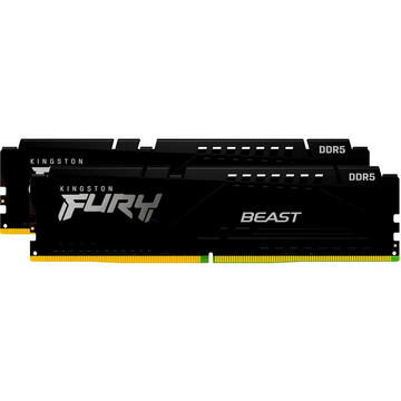 Kit Memorie Kingston Fury Beast Black Intel XMP 3.0/AMD EXPO, 16GB, DDR5-6000MHz, CL30, Dual Channel